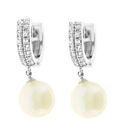 Pearl and Diamond Drop Earrings