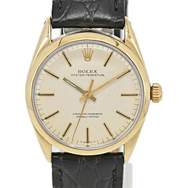 ROLEX Oyster perpetual 1025 Cal.1570 K18/SS/Leather Automatic Mens Watch