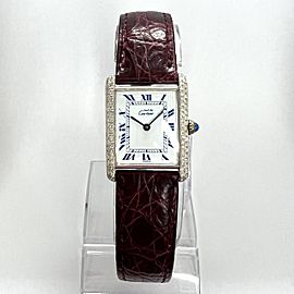 CARTIER TANK 23mm Silver ~.55TCW Diamond Watch