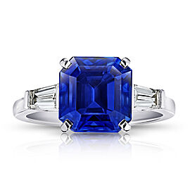 David Gross Square Emerald Blue Sapphire and Diamond Ring