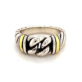 David Yurman Estate Sterling Silver Ring 18k Gold Size 5, 6.9 Grams DY40