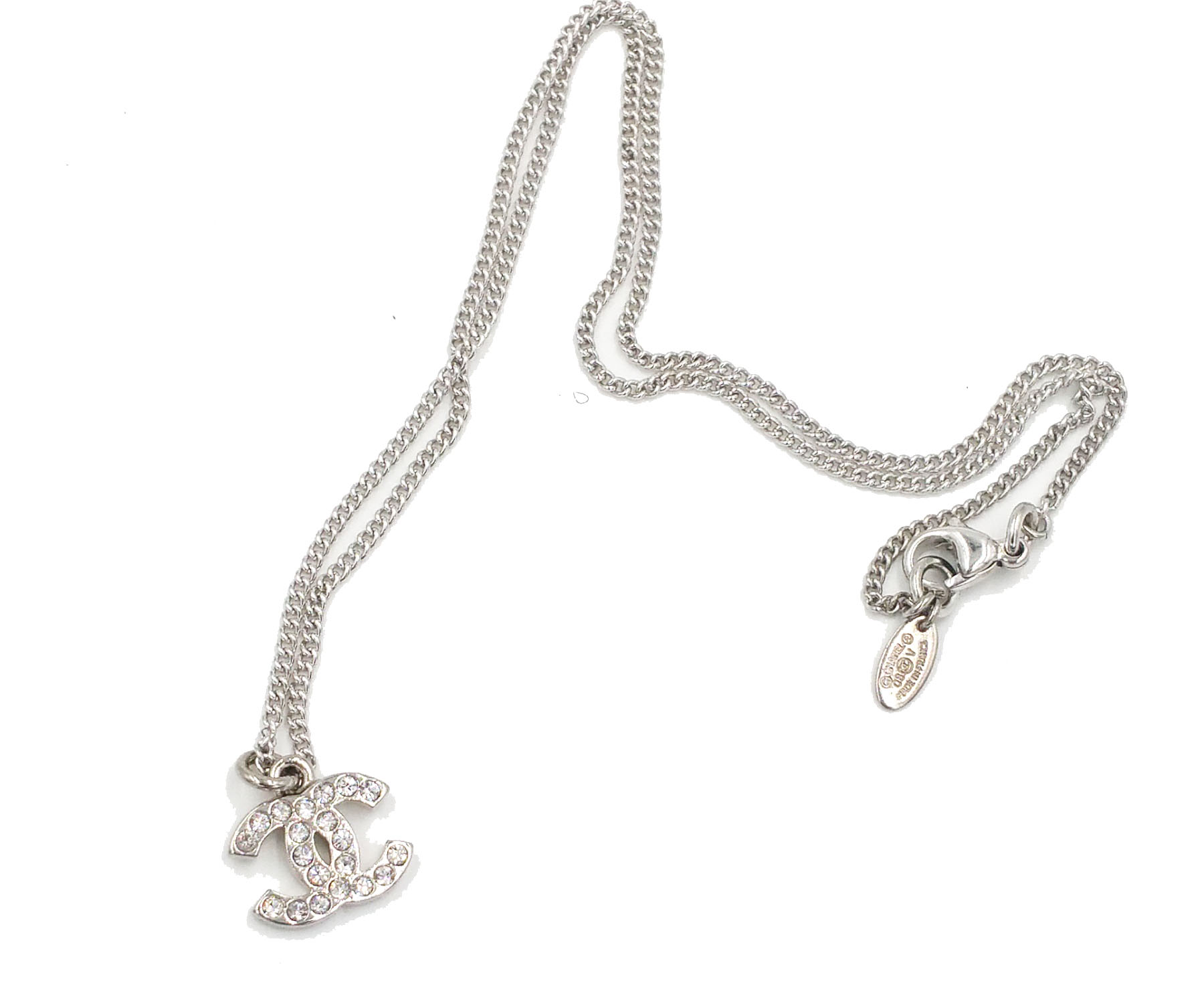 Silver cc necklace sale