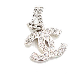 Chanel Classic Silver CC Rhinestone Necklace