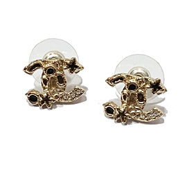 Chanel Gold Tone and Rhinestone CC Starfish Piercing Earrings