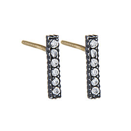 Yossi Harari Jewelry Oxidized Gilver Diamond Stick Lilah Stud Earrings