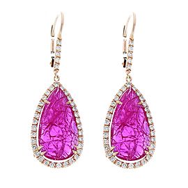PGS Certified 8.59 Carat Total Pear Shape Ruby and Diamond Rose Gold Earrings