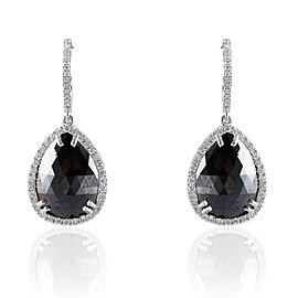 Heritage Gem Studio 10.89 Carat Total Pear Shape Black Diamond Dangle Earrings in 14 Karat Gold