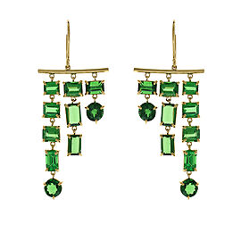 Heritage Gem Studio 14.29 Carat Total Tsavorite Dangle Earrings in 18 Karat Yellow Gold