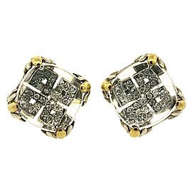 John Hardy 925 Sterling Silver 18k Gold Batu Lens Pave Diamond Earrings