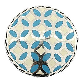 John Hardy 925 Sterling Silver Kawung Blue White Enamel Round Large Ring