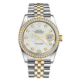 Rolex New Style Datejust Two Tone Custom Diamond Bezel & Mother of Pearl Diamond Dial on Jubilee Bracelet
