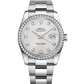 Rolex New Style Datejust Stainless Steel Custom Diamond Bezel & White Diamond Dial on Oyster Bracelet