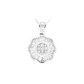 3.01 Carat Total Princess Cut and Baguette Diamond 18 Karat White Gold Pendant