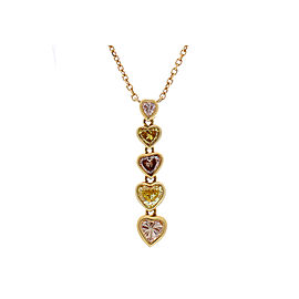 0.93 Carat Total Natural Fancy Intense Heart Shaped Diamonds Pendant Necklace
