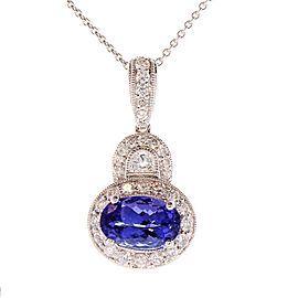 2.01 Carat Oval Tanzanite and Diamond Pendant Necklace in 18 Karat White Gold