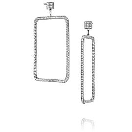 Piece Square Diamond Dangle Earrings