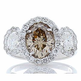 Heritage Gem Studio 2.02 Carat Oval Brown Diamond Cocktail Ring in 18 Karat White Gold