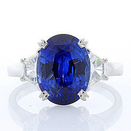 Heritage Gem Studio 5.70 Carat Cushion Cut Blue Sapphire and Diamond Cocktail Ring in Platinum