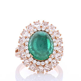 4.50 Carat Oval Cabochon Emerald and Diamond Cocktail Ring in 18 Karat Gold