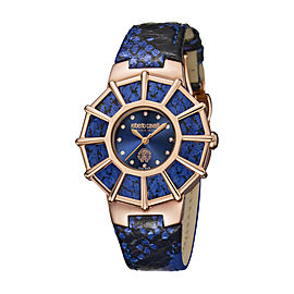 Roberto Cavalli Dark Blue Dark Blue Calfskin Leather RV2L009L0086 Watch