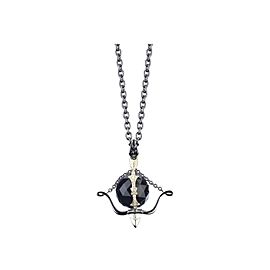 Stephen Webster Stainless Steel/Yellow Gold Plated with Black Crystal & Diamond Necklace