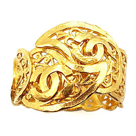 Chanel Gold Plated Metal Paisley Cuff Bracelet