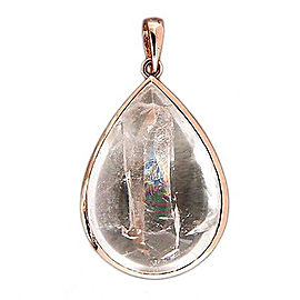 Vintage Rare 14K Rose Gold with 20.24ct Pear Clear Manifestor Quartz Crystal Pendant