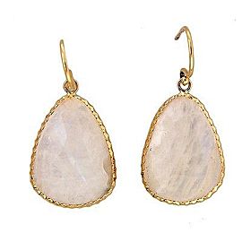 Vintage 14K Yellow Gold with 22.00ct White Moonstone Dangle Earrings