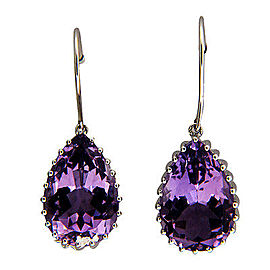 14K White Gold 11.45ct Amethyst Wire Dangle Earrings