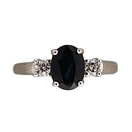 14K White Gold 1.55ct Royal Oval Sapphire & 0.20ct Diamond Ring Size 6.25