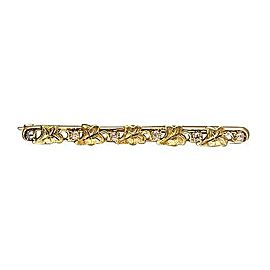 1900 Hand Textured Pink Green Gold Victorian Bar Pin .15CT Old Mine Diamond