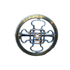 Vintage Estate 1900 14k Gold Hand Engraved Open Work Natural Akoya Pearl Pin