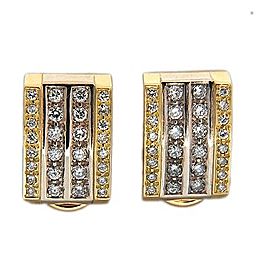 14K Yellow and White Gold .75ct Diamonds Clip Post Earrings