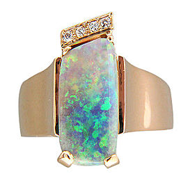 14k Yellow Gold Opal and Diamond Ring