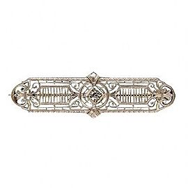 Vintage Platinum Top Edwardian Art Deco Filigree .08CT Diamond Pin