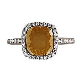 Vintage 14K White Gold with 1.83ct. Brown Diamond & 0.25ct. Diamonds Ring Size 6.5