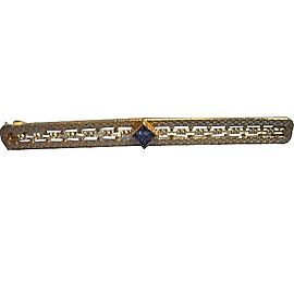 Estate Blue Square Montana Sapphire Art Deco 1920 Pierced Platinum Gold Bar Pin