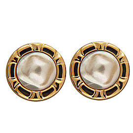 14K Yellow Gold and Mobe Pearl Button Post Earrings