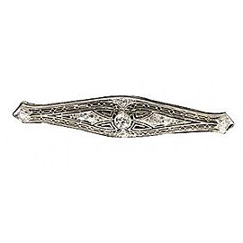 Platinum Filigree 1920s Old European Cut Diamond Pin