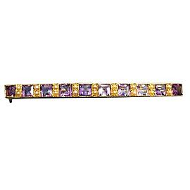 Estate 1930'S 14k Rose Gold Bright Purple Untreated Amethyst Seed Pearl Bar Pin