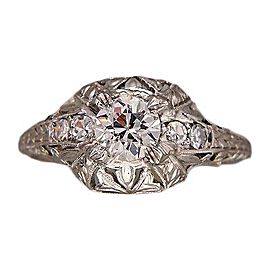 Vintage Art Deco Edwardian Platinum with .46ct Old European Diamond Engagement Ring Size 6