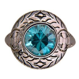 Vintage 14K White Gold with 3.05ct. Blue Zircon Art Deco Filigree Engraved Ring Size 6