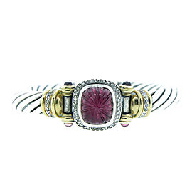 David Yurman Sterling Silver, Rubelite & Diamond Bracelet