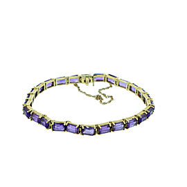 14K Yellow Gold & Emerald Cut Amethyst Channel Bracelet
