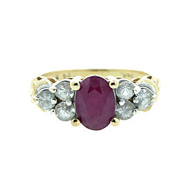 14K Yellow Gold Ruby & Diamond Ring