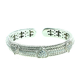 Judith Ripka Sterling Silver Diamonique Cuff heart Bracelet