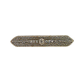 Vintage 1930s Art Deco Open Work Filigree Platinum Top 14k Gold 7 Diamond Pin