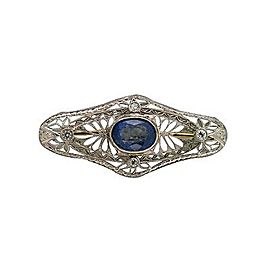 Platinum Art Deco Sapphire Diamond Vintage Pin