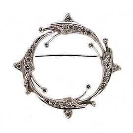 Estate 1960s 18k White Gold Circular Comet Design Round Single Cut Diamond Pin
