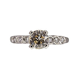 Platinum with 0.59ct Old European Light Brown Diamond Engagement Ring Size 6